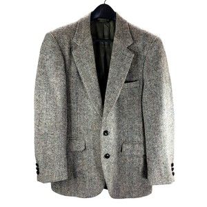 Harris Tweed Mens Jacket Coat Size L 42 Inch Chest No Sz Tag 100% Scottish Wool